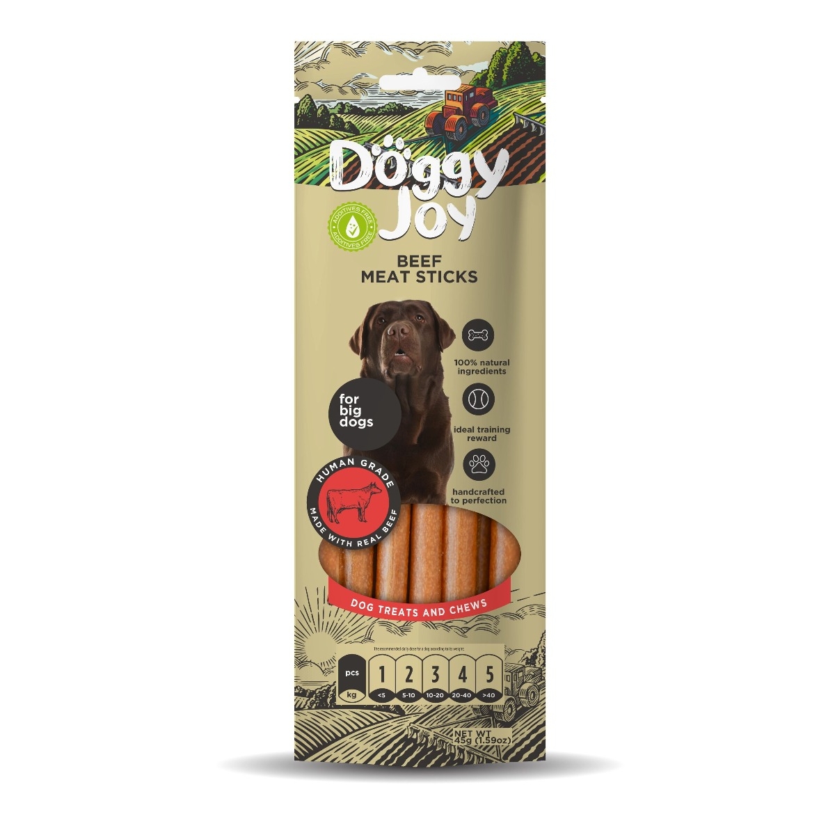 Doggy Joy liellopa gaļas desiņas suņiem, 45g - Produkta attēls