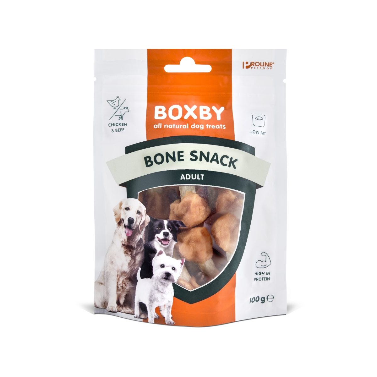 BOXBY Bone Snack gardums suņiem, 100 g - Produkta attēls