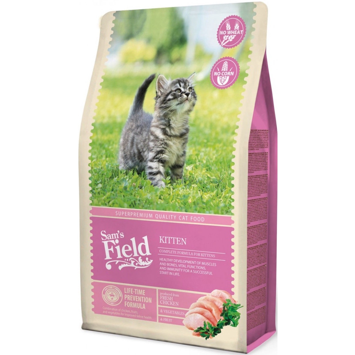 SAM'S FIELD sausā barība kaķēniem, vista  2,5kg - Produkta attēls