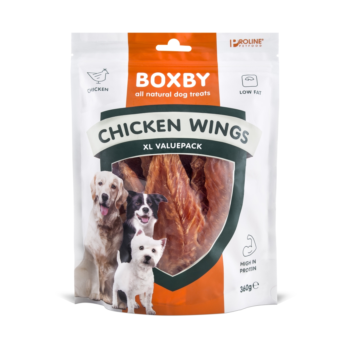 BOXBY kārums suņiem Chicken Wings 360 g - Produkta attēls