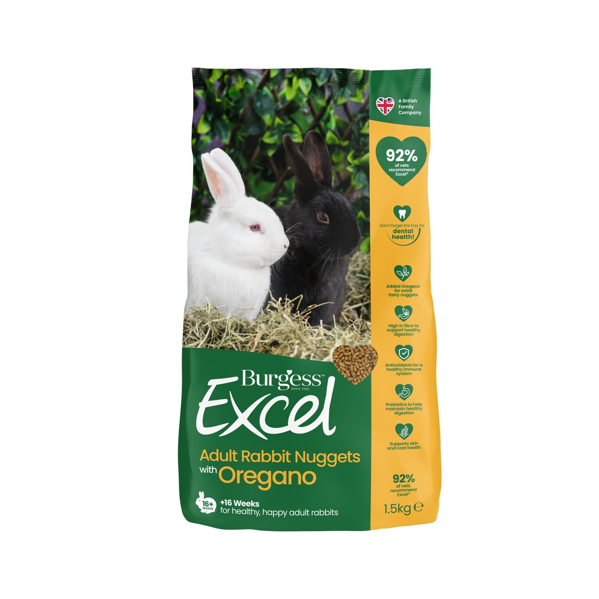 BURGESS Excel Nuggets pieaugušiem trušiem ar oregano 1,5kg - Produkta attēls