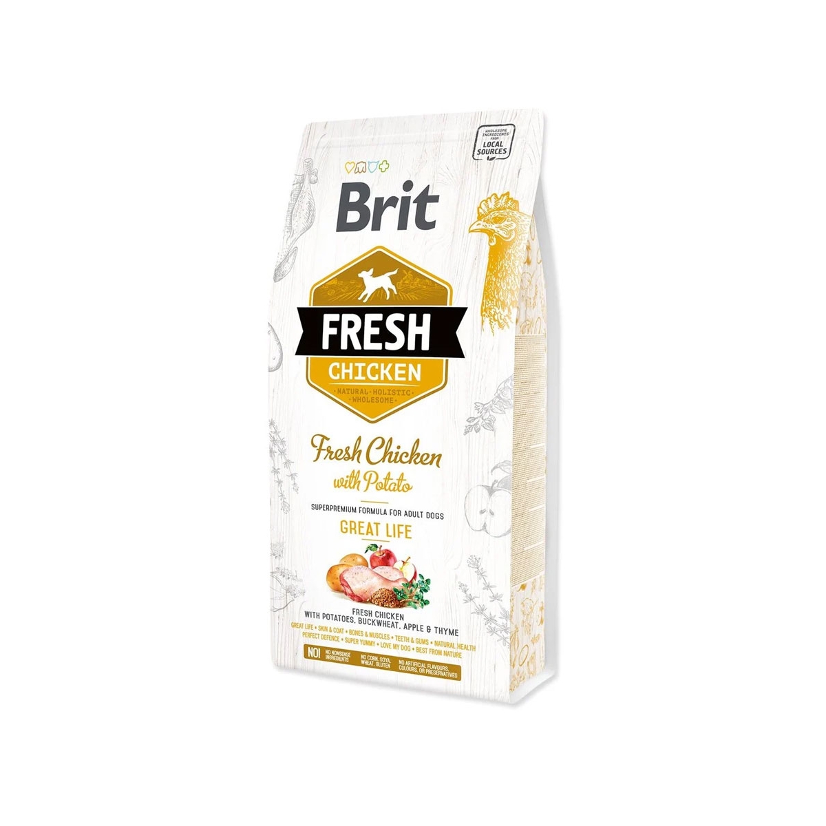 Brit Fresh pilnvērtīga suņu barība ar vistu/kartupeļiem 12kg - Produkta attēls