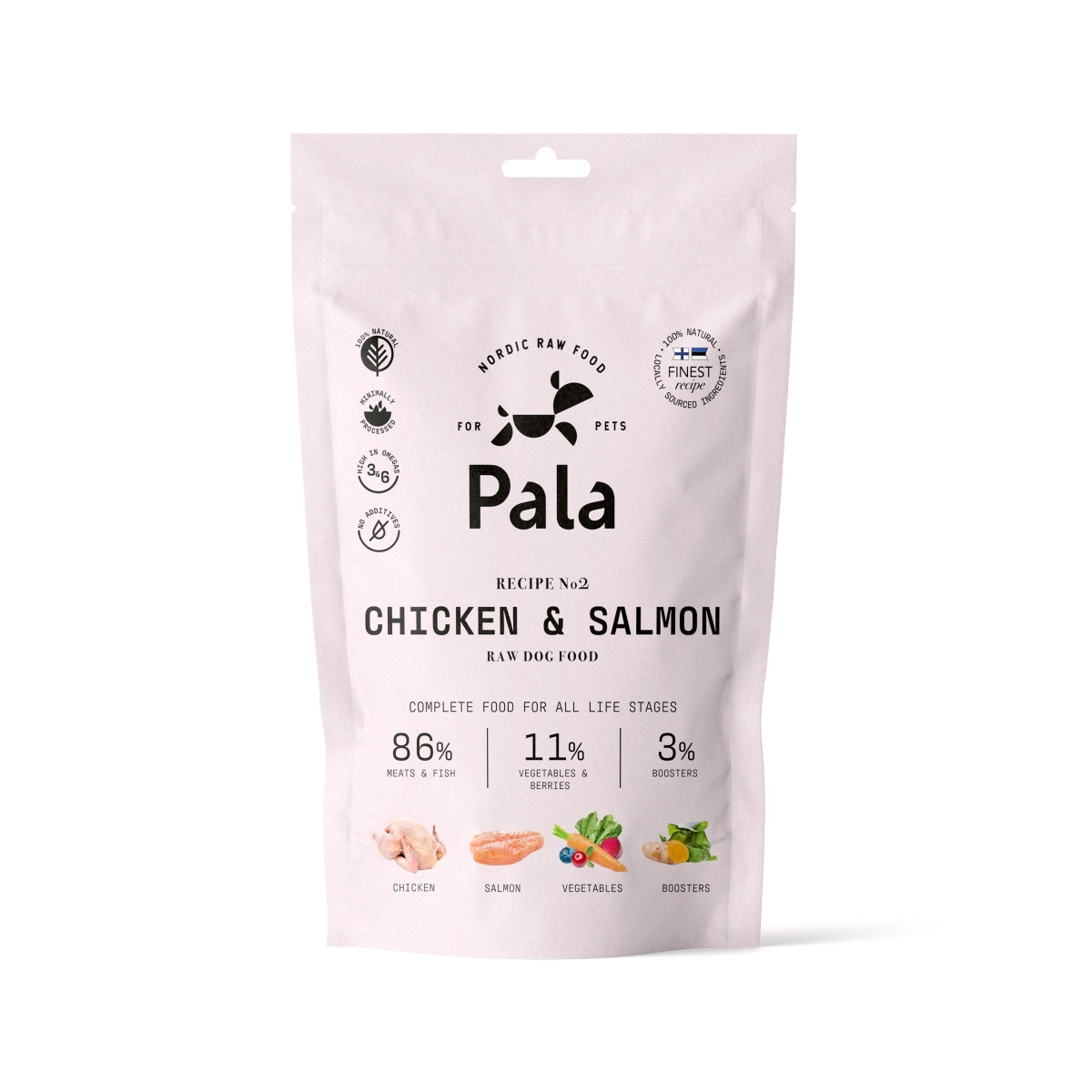 PALA Raw Food kaltēta svaigā barība suņiem vista/lasis 100 g - Produkta attēls