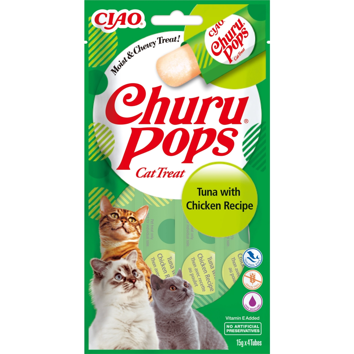 CHURU Pops gardums kaķiem, tuncis/vista, 15g x 4gb - Produkta attēls