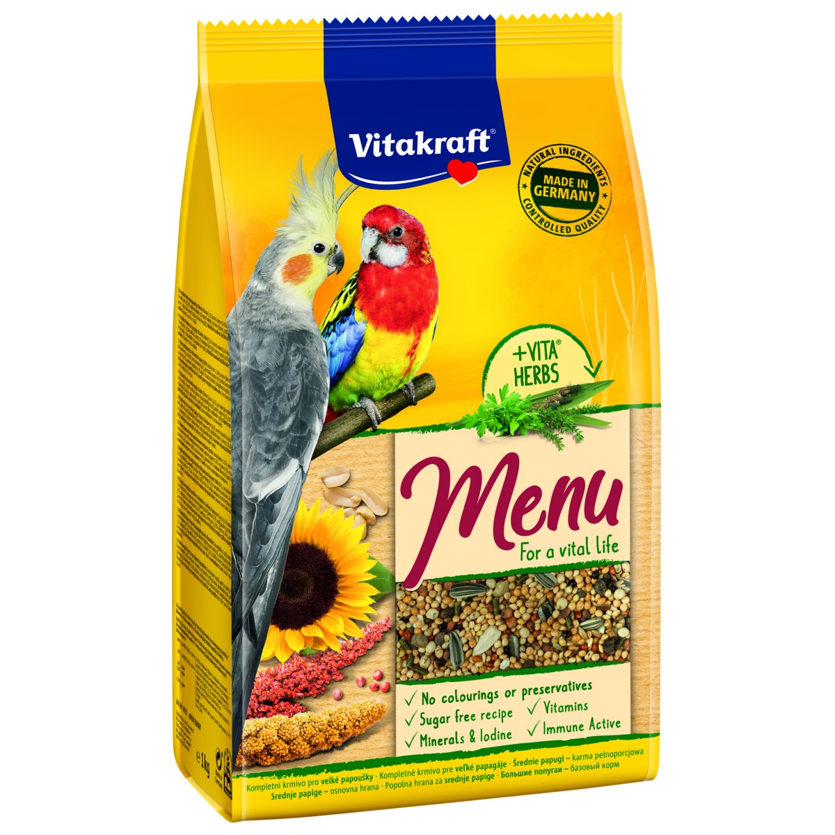 VITAKRAFT Premium Menu barība vidēja izmēra papagaiļiem 1kg - Produkta attēls