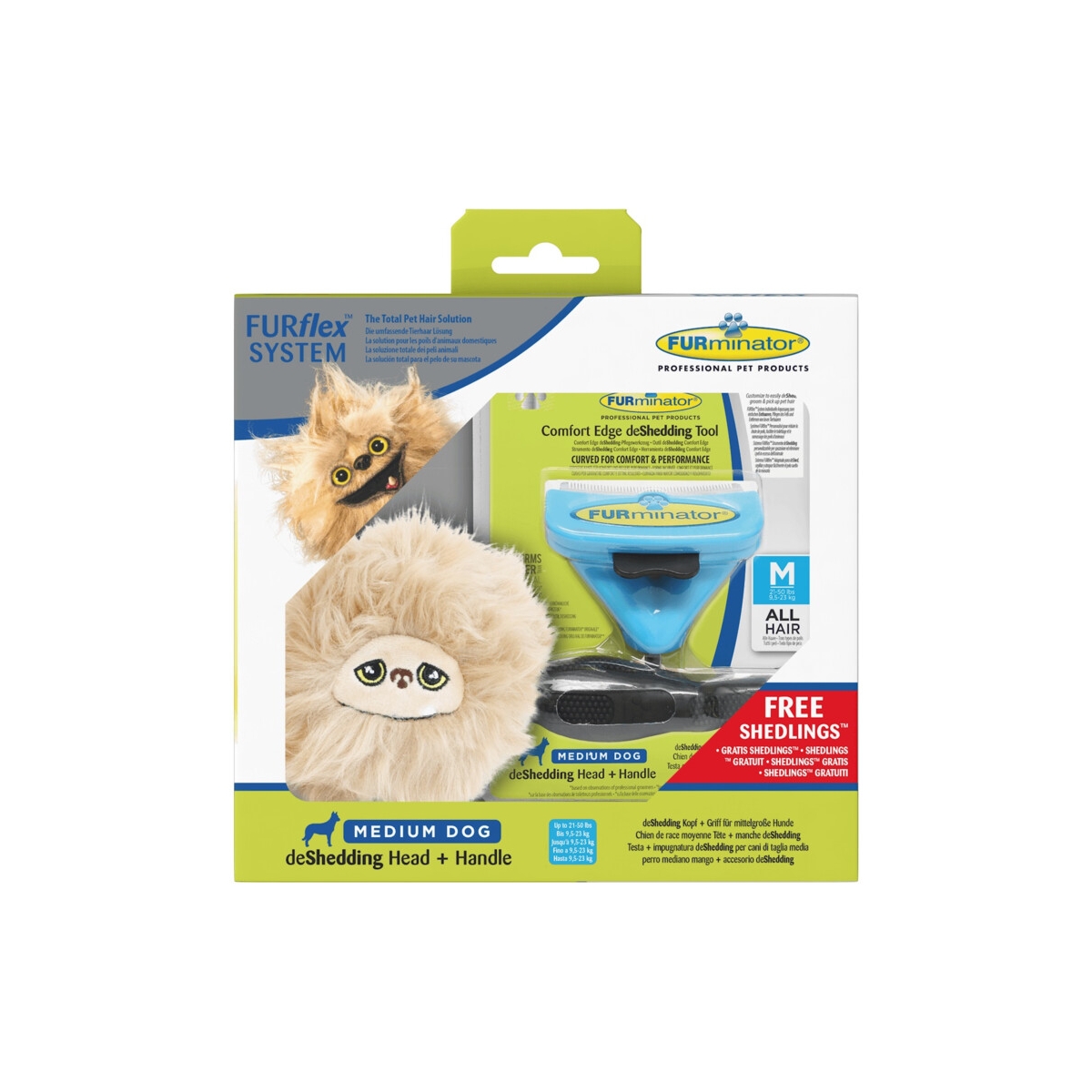 Furminator Furflex ķemme suņiem, M, uzgalis + rokturis + rotaļlieta. - Produkta attēls