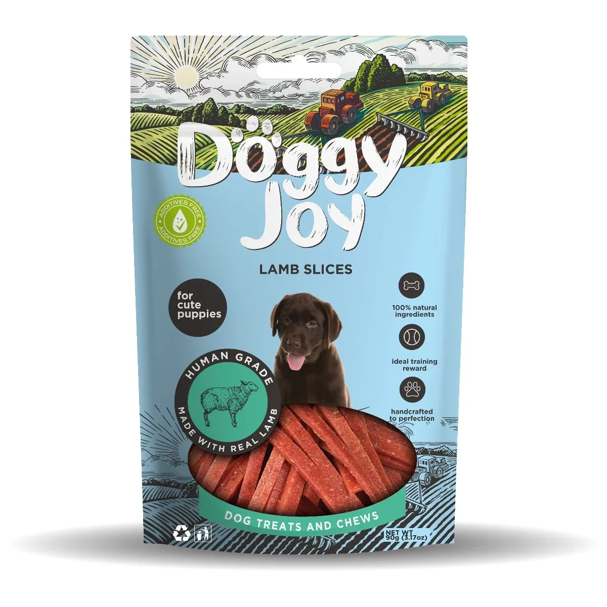 Doggy Joy jēra sloksnītes kucēniem, 90g - Produkta attēls