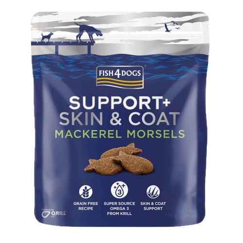 FISH4DOGS Support+ Skin&Coat kārums suņiem,skumbrija, 225g