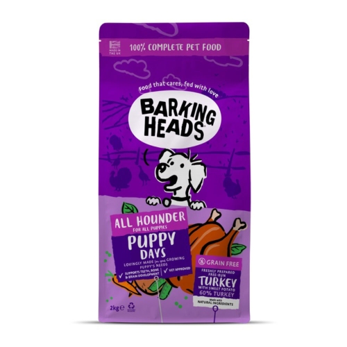 BARKING HEADS All Hounder Puppy sausā barība kucēniem, tītars, 2kg