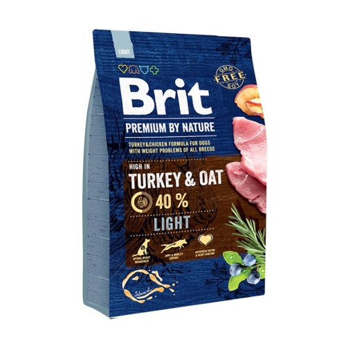 BRIT Premium Light sausā barība suņiem tītars/auzas 3 kg