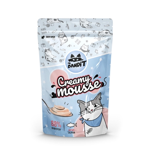 MR.BANDIT Creamy Mousse kaķiem, ar laša garšu, 60g