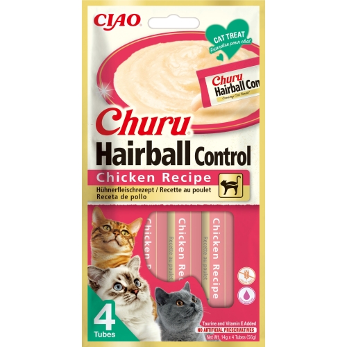 CHURU Ciao Hairball Control biezenis kaķiem, vista, 14g x 4gb