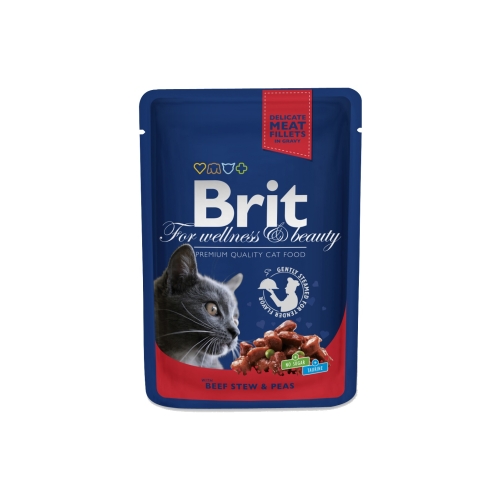 BRIT Premium mitrā barība kaķiem, liellops/zirņi 100g