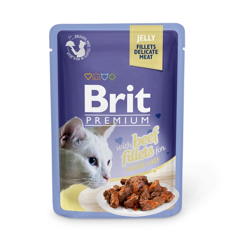 BRIT Premium mitrā barība kaķiem, liellops želejā, 85g