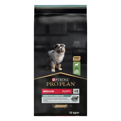 PRO PLAN Puppy Medium Sens Digest sausā barība kucēniem, jērs, 12kg