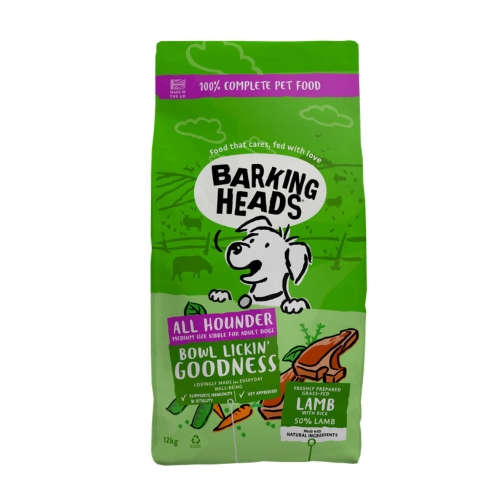 BARKING HEADS All Hounder Lamb sausā barība suņiem, jērs, 12 kg